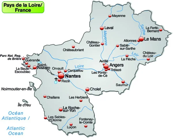 Inselkarte Der Region Payd Loire Frankreich — Stockvektor