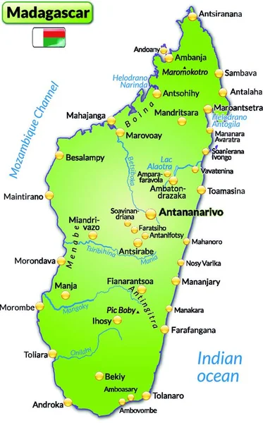 Madagaskar Africe Jako Mapa Ostrova — Stockový vektor