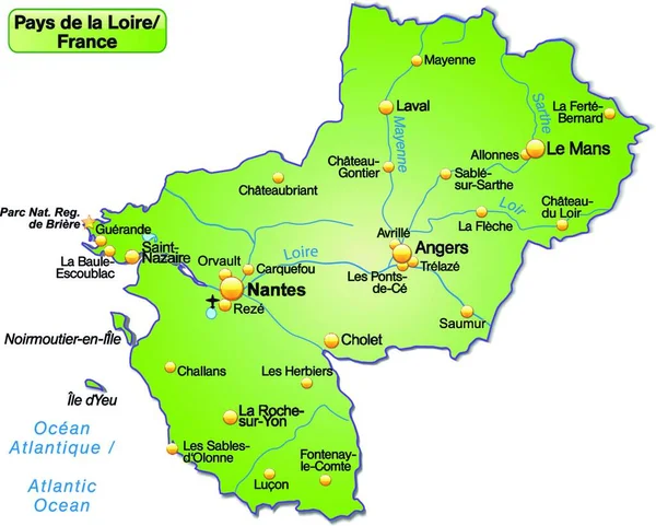 Ökarta Över Regionen Payd Loire Frankrike — Stock vektor