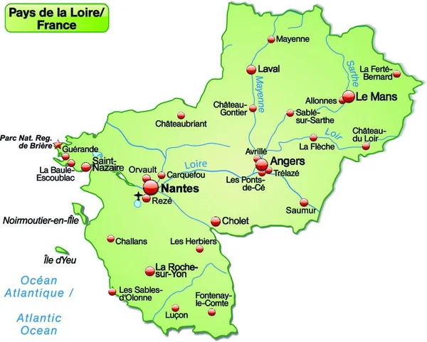 Inselkarte Der Region Payd Loire Frankreich — Stockvektor