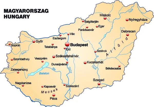 Térkép Modern Tartalmazza Összes Fontos Topográfiai Információt Kártya Azonnal Használható — Stock Vector