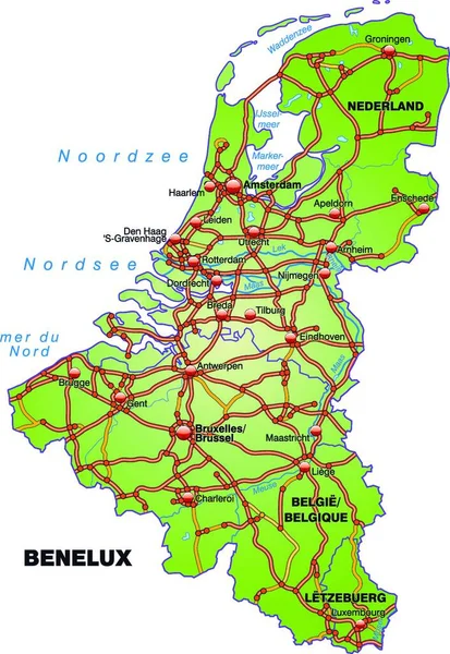 Mappa Moderna Contiene Tutte Informazioni Topografiche Importanti Città Rete Idrica — Vettoriale Stock