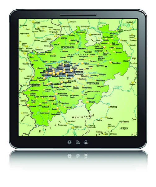 Mapa Está Incorporado Numa Ilustração Dispositivo Navegação Contém Todas Informações —  Vetores de Stock