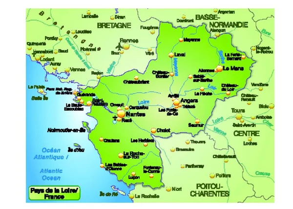 Mapa Región Payd Loire Con Alrededores — Archivo Imágenes Vectoriales