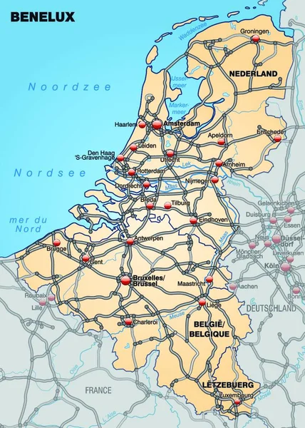 Mappa Moderna Contiene Tutte Informazioni Topografiche Importanti Scheda Può Essere — Vettoriale Stock