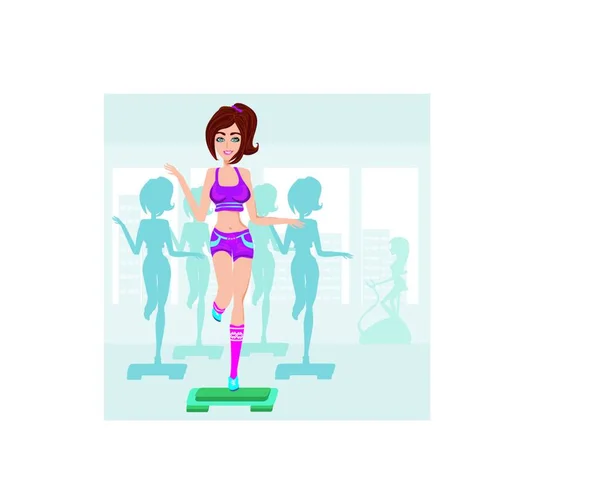 Vector Silhouettes People Exercising Gym — Stock Vector