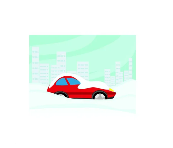 Coche Atrapado Nieve — Vector de stock