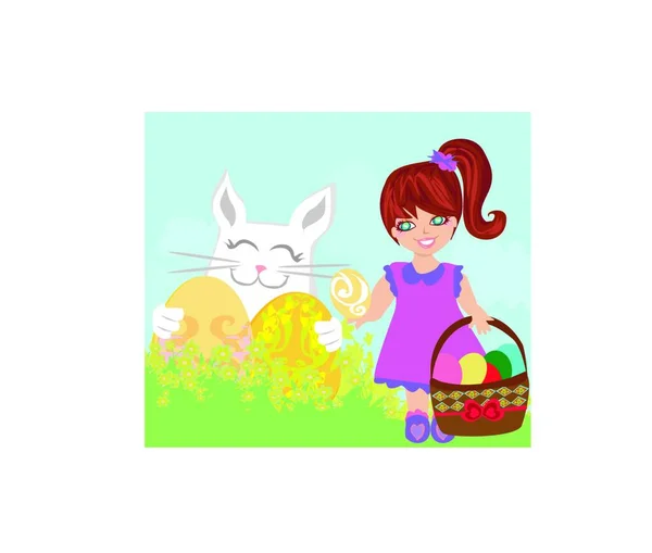 Sweet Girl Easter Bunny — Stock Vector