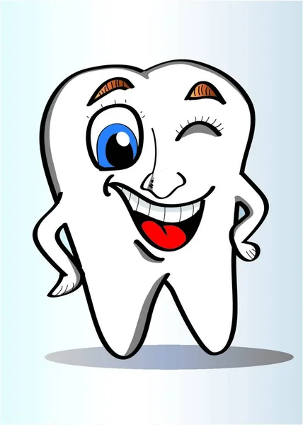 Diente Dibujos Animados Con Cepillo Dientes Sobre — Vector de stock