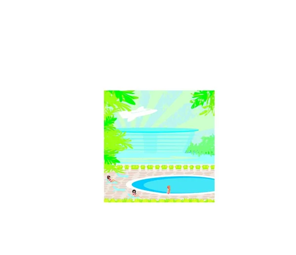 Piscine Tropicale Relaxante — Image vectorielle