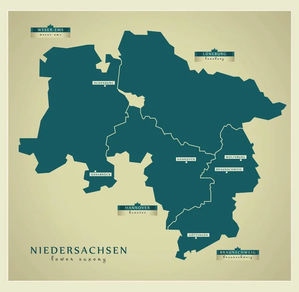 Mapa Moderno Baja Sajonia — Archivo Imágenes Vectoriales