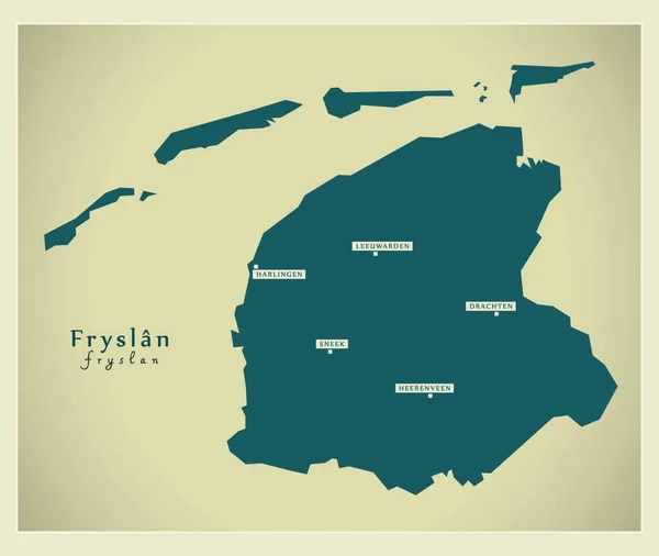 Mapa Moderno Fryslan — Vector de stock