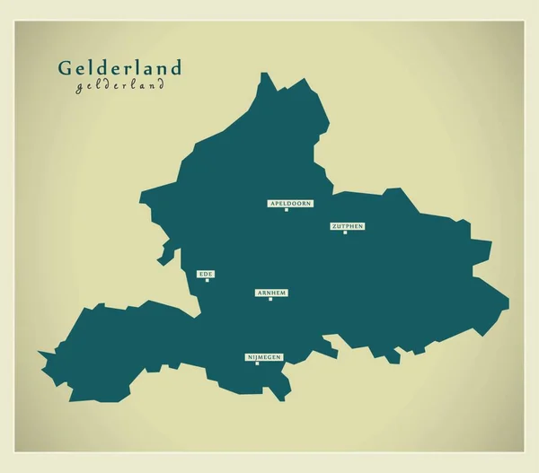 Mapa Moderno Gelderland — Archivo Imágenes Vectoriales