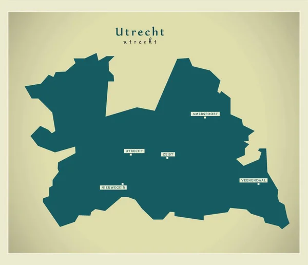 Mapa Moderno Utrecht — Archivo Imágenes Vectoriales