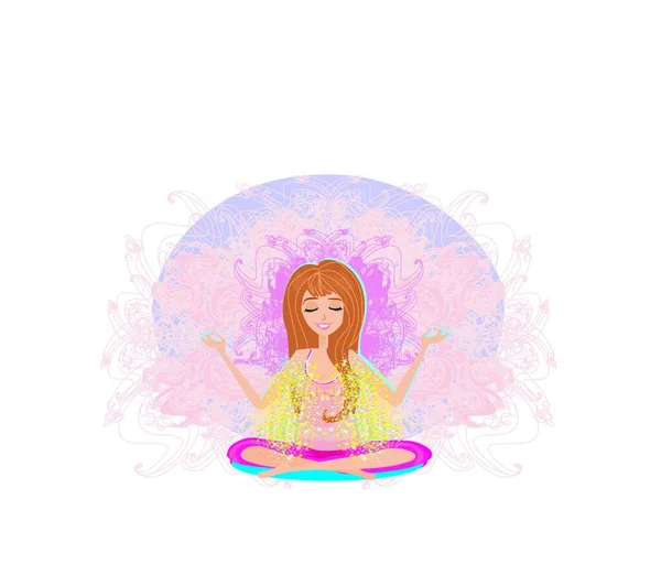 Yoga Fille Position Lotus — Image vectorielle
