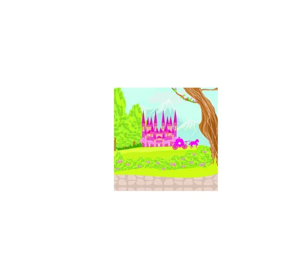 美丽的童话般的粉色城堡 — 图库矢量图片