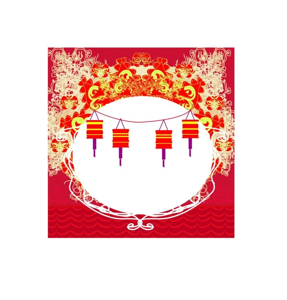 Laternen Bringen Dem Gebet Während Des Chinesischen Neujahrsfestes Glück Und — Stockvektor
