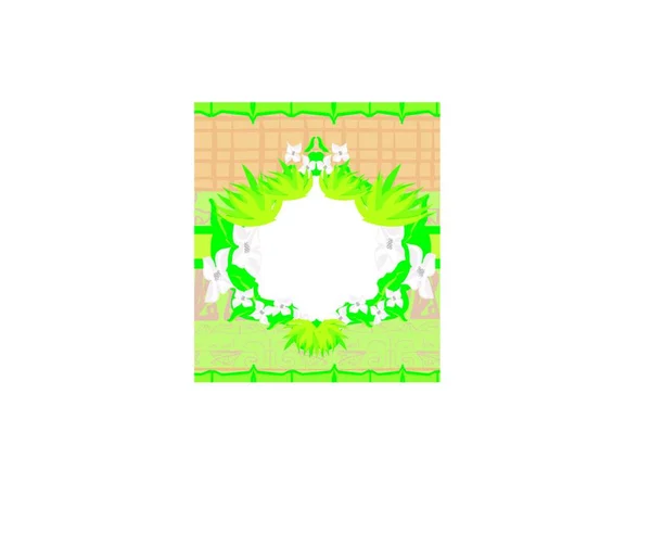 Cadre Bambou Fleur Prunier — Image vectorielle