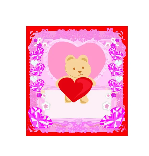 Cute Teddy Bear Heart — Stock Vector