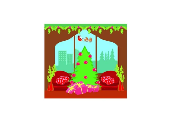 Bonne Année Carte Avec Père Noël — Image vectorielle