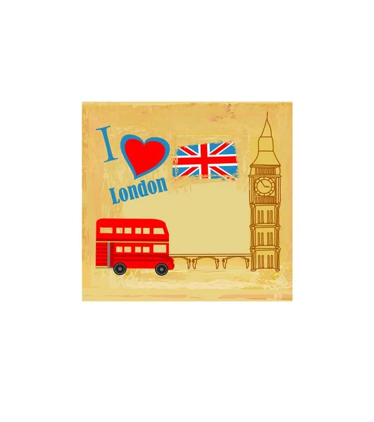 Carte Grunge Avec Des Icônes Londres — Image vectorielle