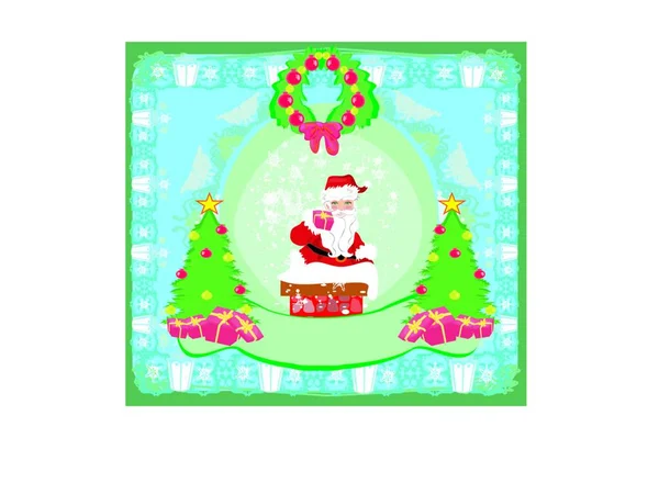 クリスマスグリーティングカード 面白いサンタクロース — ストックベクタ