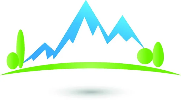 Montagnes Arbres Logo Agence Voyages — Image vectorielle