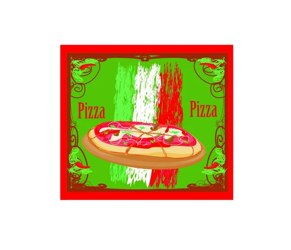 Pizza Con Salami Cereza — Vector de stock