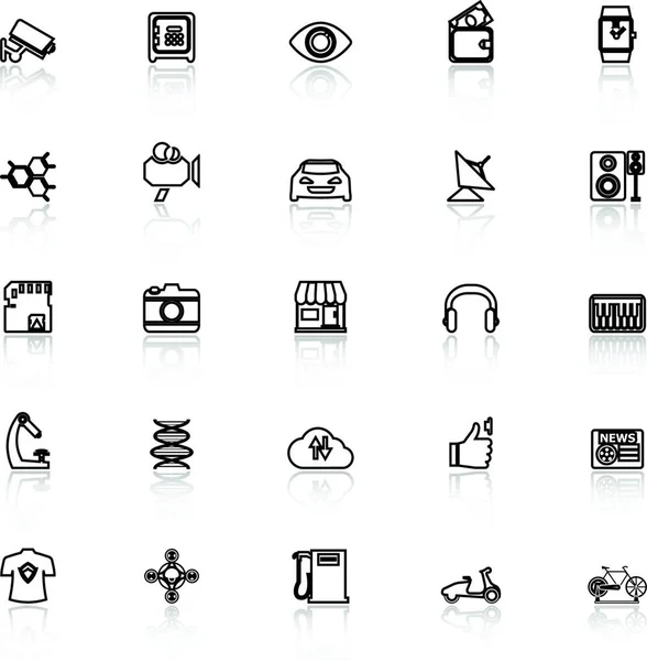 Black Line Icons Set White Background Stock Vector — Stock Vector