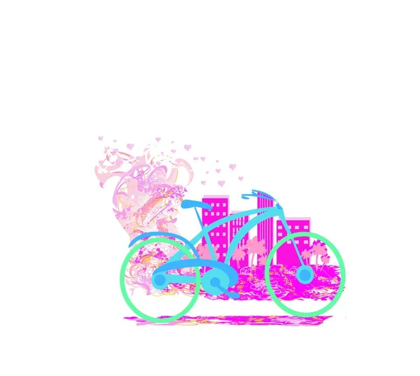 Linda Tarjeta Con Bicicleta — Vector de stock