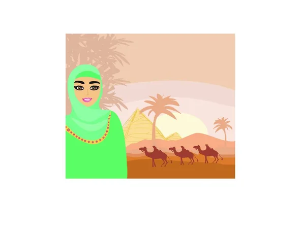 Арабская Женщина Пустыне — стоковый вектор