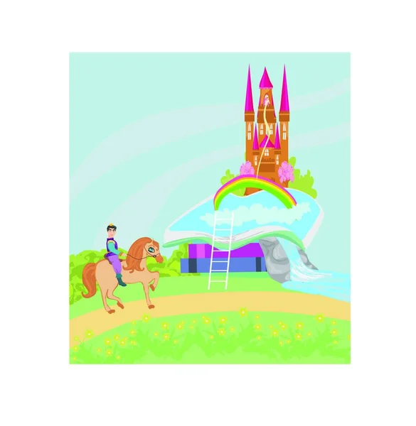 Open Book Prince Riding Horse — Stock Vector