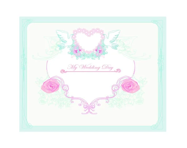 Carte Romantique Avec Des Oiseaux Amour Invitation Mariage — Image vectorielle