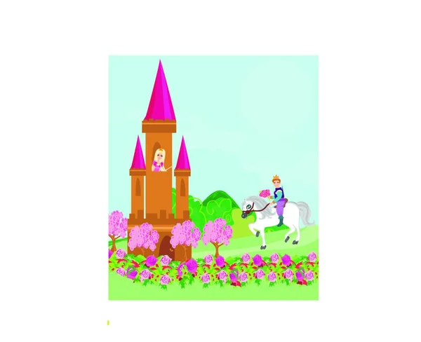 Prince Riding Horse Princess — Stock Vector