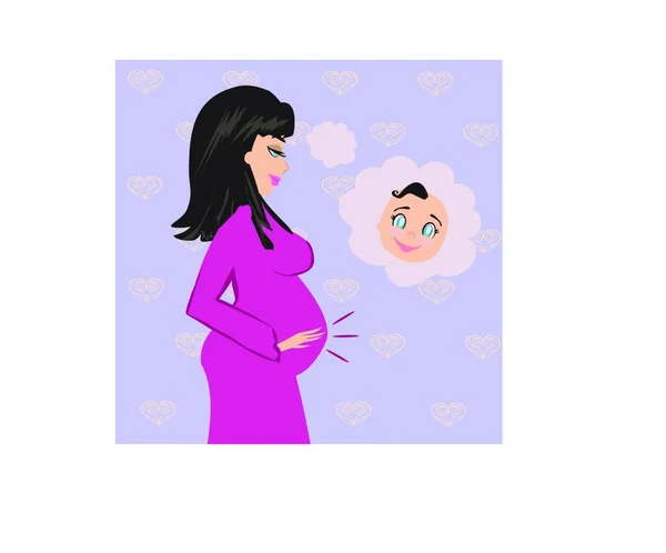 妊娠中のお腹の赤ちゃんを持つ母親 — ストックベクタ