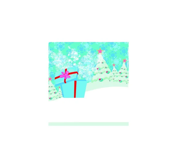 Abstrakcyjna Kartka Świąteczna Niespodzianką Zimowym Krajobrazem — Wektor stockowy