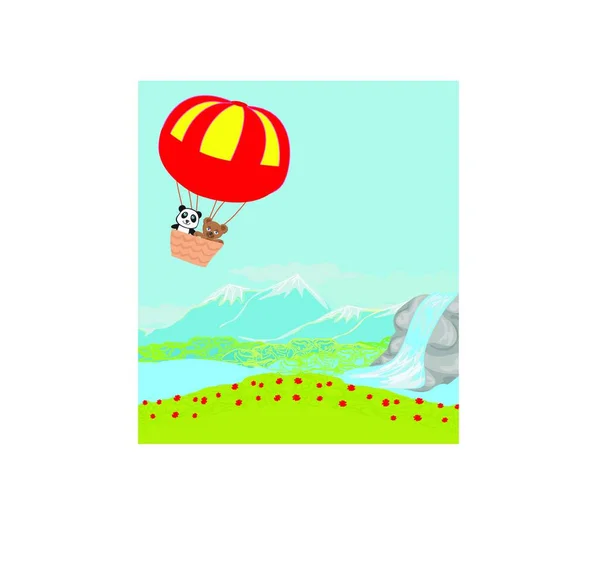 Ours Doux Dans Ballon Air — Image vectorielle