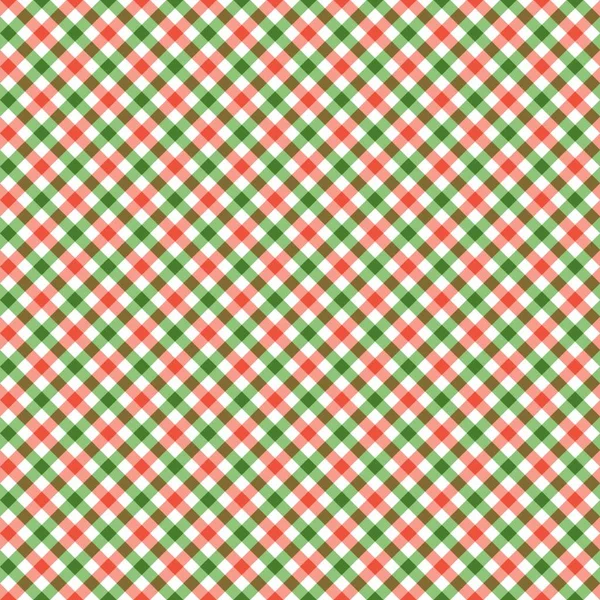 Безшовний Зелений Червоний Кольоровий Картатий Візерунок Тканини Столу Фонового Дизайну — стоковий вектор