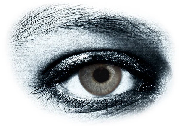 Oko Niebieskim Makijażem — Zdjęcie stockowe