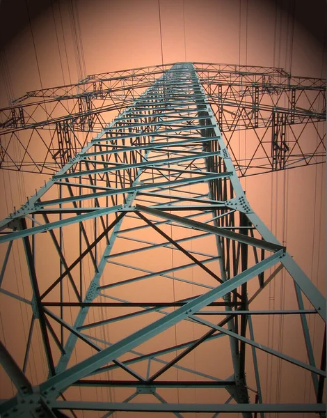 Pilones Electricidad Fondo Del Cielo Azul — Foto de Stock