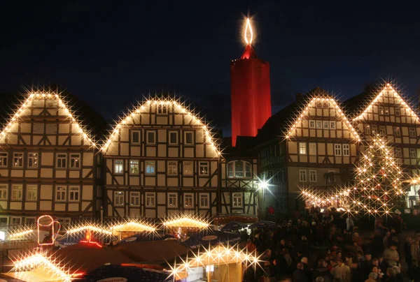 Kerstmarkt Schlitz December 2004 Ter Verduidelijking Toren Geen Fotomontage Hij — Stockfoto