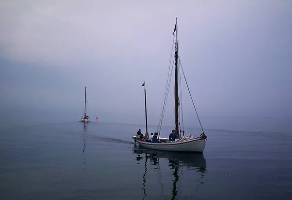 Deze Foto Genomen Mei 2003 Een Mistige Dag Haveningang Van — Stockfoto