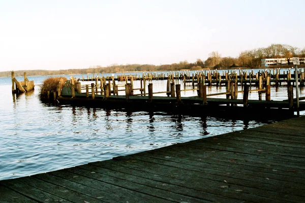 Molo Legno Sul Lago — Foto Stock