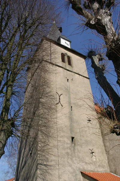 Věž Evangelického Kostela Barntrupu Lipperland — Stock fotografie
