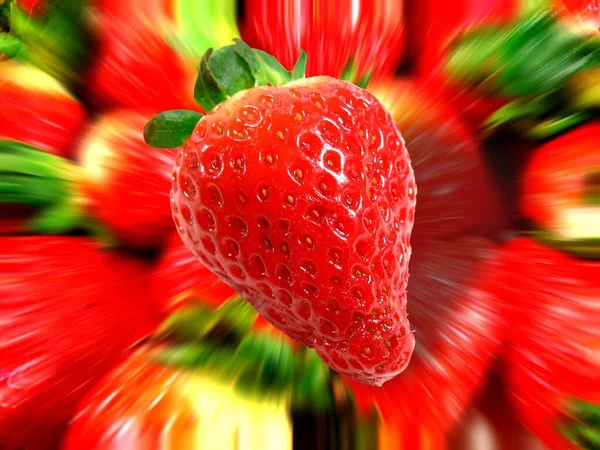 Strawberries Background Green Leaf — Stock Photo, Image