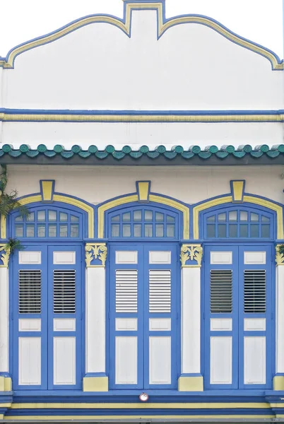 Vista Detalhada Uma Antiga Casa Comércio Chinesa Cidade China Cingapura — Fotografia de Stock