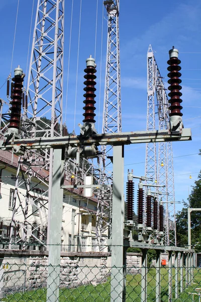 Nagyfeszültségű Villamos Energia Elektromos Áram — Stock Fotó