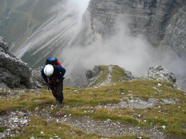 Hiking Section Path Summit Ferrata Section Unfortunately Very Foggy Ham — Stock Photo, Image