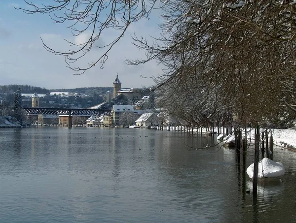 Zimowa Atmosfera Schaffhausen — Zdjęcie stockowe