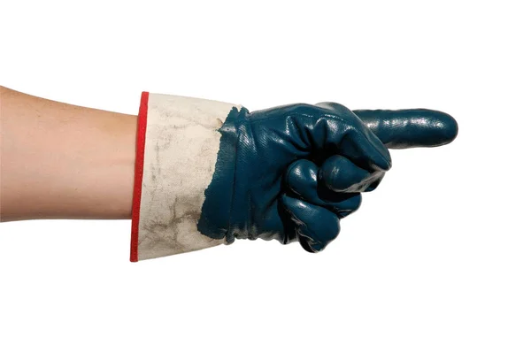 白い背景に隔離された保護手袋の男の手 — ストック写真